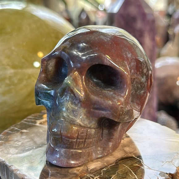 🎄SALE🎄Ocean Jasper Crystal Skull Carving! - Picture 4 of 11